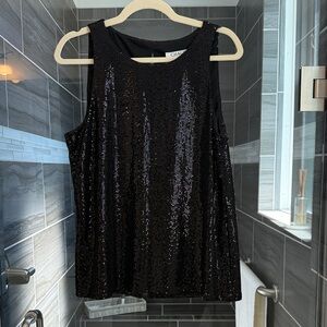 Chaus Black Sequin Sleeveless Top NWT